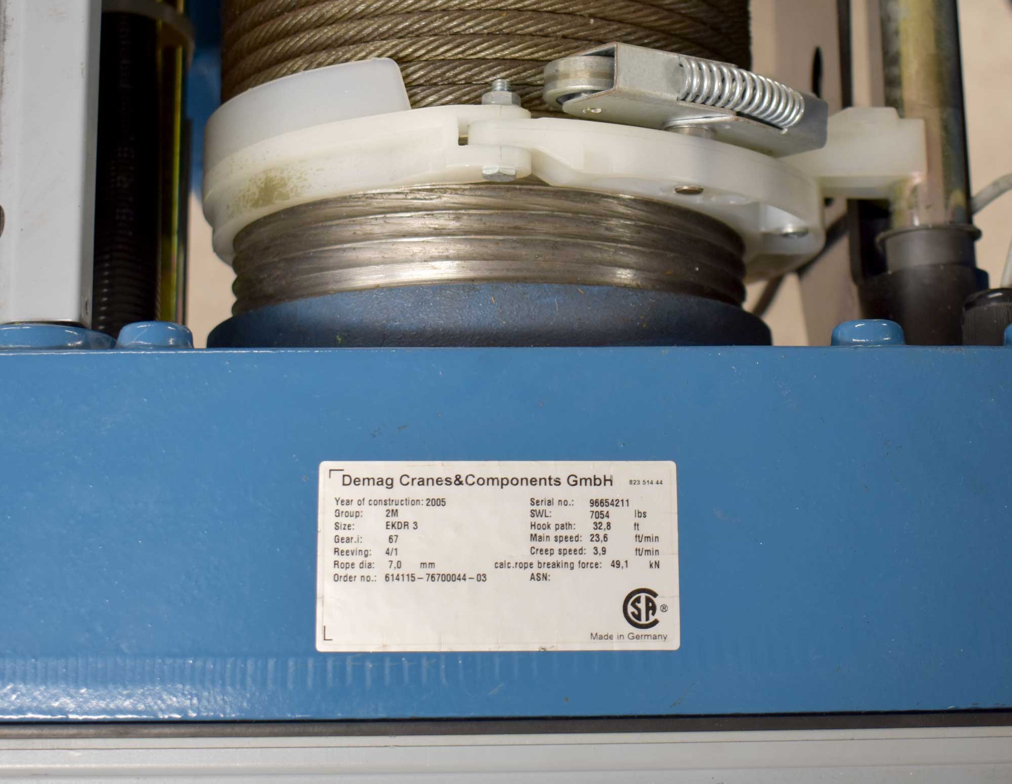 Hoist Info Needed for Parts & Troubleshooting Demag Cranes