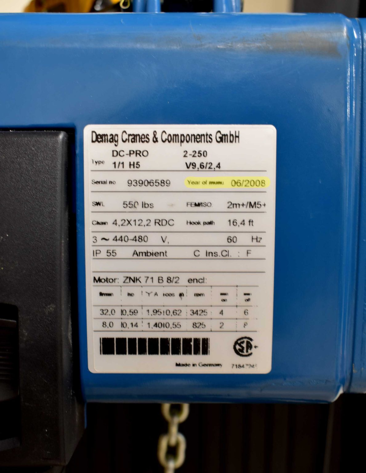 Hoist Info Needed for Parts & Troubleshooting | Demag Cranes