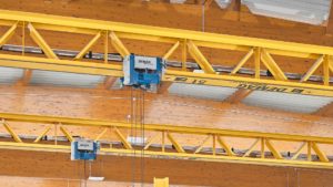 Demag wire rope hoist on a v-girder crane