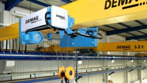 Demag DR Pro wire rope hoist underhung on a girder