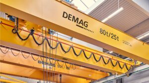 Double girder crane with Demag crane components- wire rope hoist, motors, end trucks